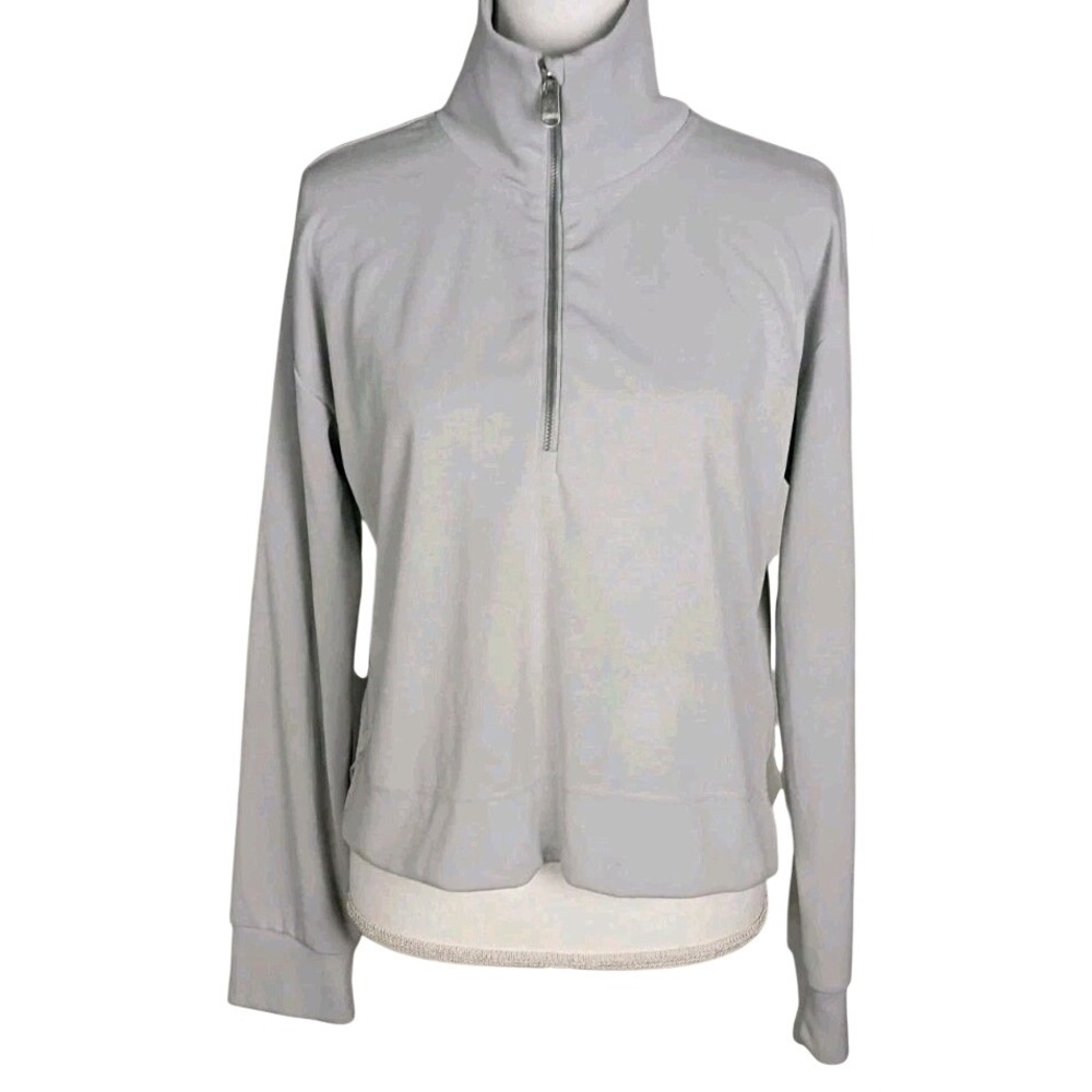 Athleta Women's Seasoft Lightweight Half Zip Pullover Silver Quartz Sz S Petites